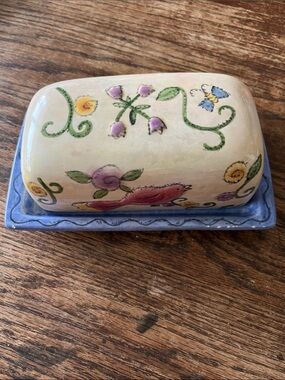 Sango Floral Butter Dish in Cream, Blue, Green, Pink and Yellow